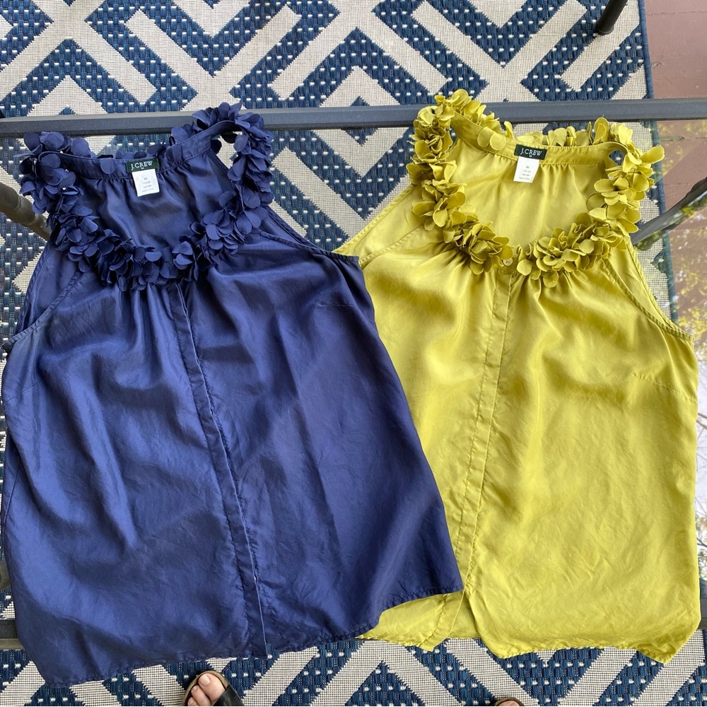 J Crew 100% Silk Petal Halter Set